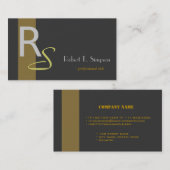 Cool, élégant, carte de visite noir monogramme (Devant / Derrière)