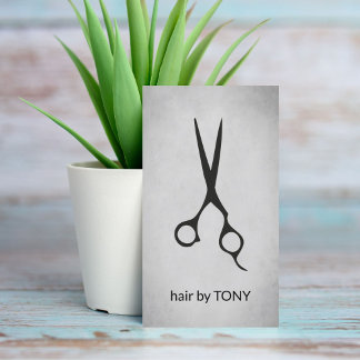 Cool Elegant Grey Black Scissors Hairstylist Visitekaartje