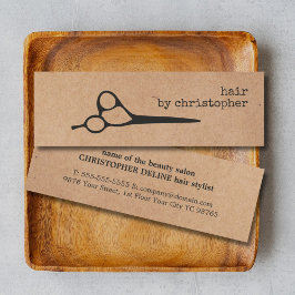 Cool Elegant Kraft Paper Black Scissor Haarstylist Mini Visitekaartje