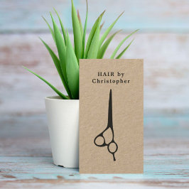 Cool Elegant Kraft Paper Black Scissor Haarstylist Visitekaartje
