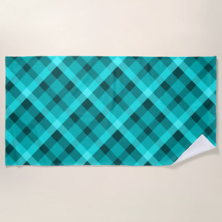 Cool Élégant Serviette de plage Plaid Turquoise