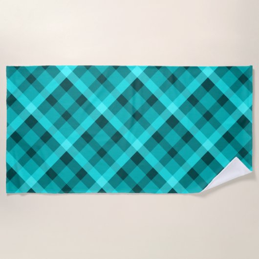 Cool Élégant Serviette de plage Plaid Turquoise (Devant)