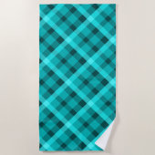 Cool Élégant Serviette de plage Plaid Turquoise (Devant)