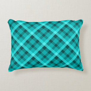 Cool Élégant Turquoise Plaid Coussin