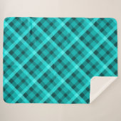 Cool Elegant Turquoise Plaid Grote Sherpa Deken (Voorkant (horizontaal))