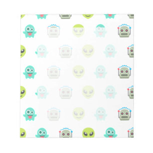 Cool Emoji Alien Ghost Robot Face Pattern Notitieblok