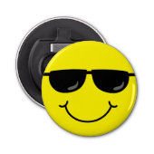 Cool Emoji Face met zonnebril Button Flesopener (Voorkant)