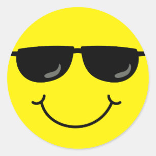 Cool Emoji Gezicht met Zonnebril Ronde Sticker