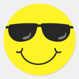 Cool Emoji Gezicht met Zonnebril Ronde Sticker