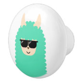 Cool Emoji Llama Keramische Knop (Rechts)
