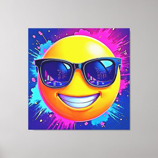 Cool 😎 Emoji Splash Fun Canvas Afdruk (Voorkant)