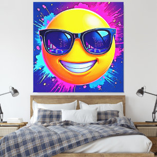 Cool 😎 Emoji Splash Fun Canvas Afdruk