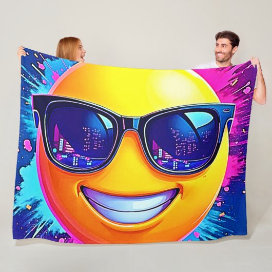 Cool 😎 Emoji Splash Fun Fleece Deken (In situ)