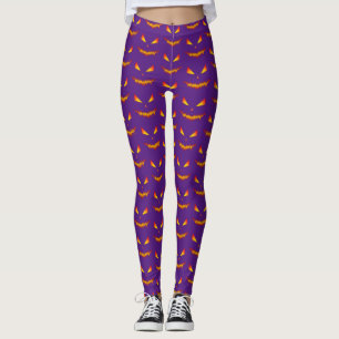 Cool en eng Jack OLantern gezicht Halloween paarse Leggings