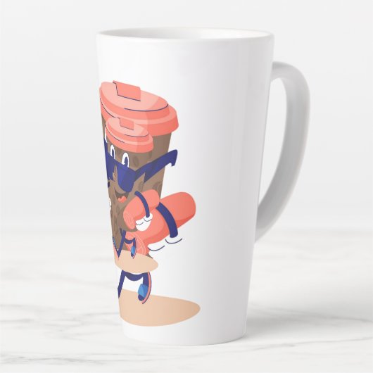 Cool en grappig koffie karakter latte mok (Rechterhoek)