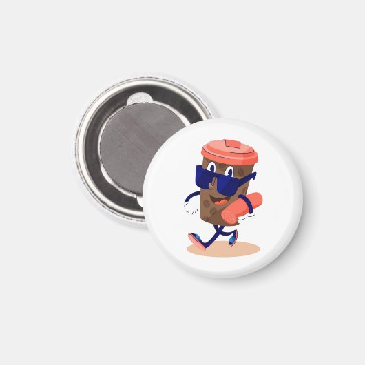 Cool en grappig koffie karakter magneet (Voorkant / Achterkant)