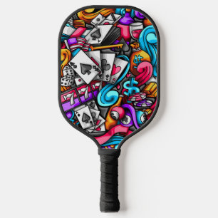 Cool en kleurrijke Las Vegas Casino Gokken Doodle Pickleball Paddle
