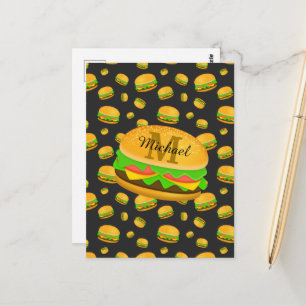 Cool en leuk lekker burger patroon Monogram Briefkaart