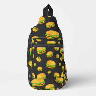 Cool en leuk lekker hamburgerpatroon donkergrijs sling bag
