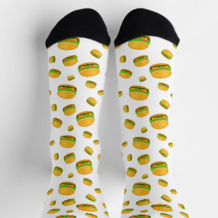 Cool en leuk lekker patroon van hamburgers op wit sokken