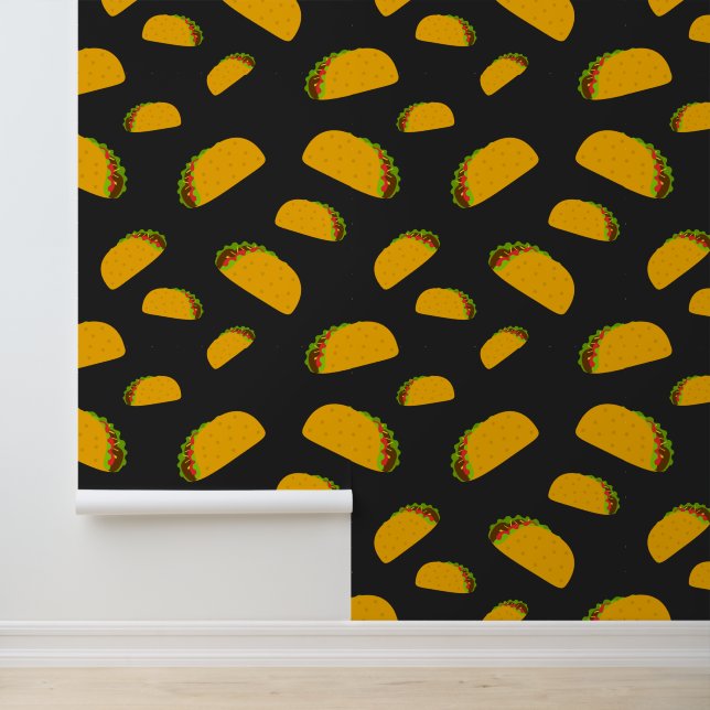 Cool en leuk lekker taco patroon donkergrijs behang (Applicatie)