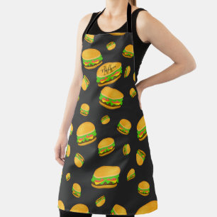 Cool en leuk smakelijk burgerpatroon Monogram Schort