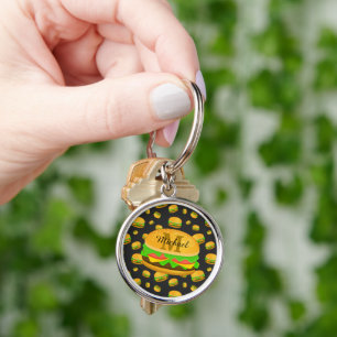 Cool en leuk smakelijk burgerpatroon Monogram Sleutelhanger
