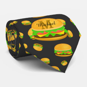 Cool en leuk smakelijk burgerpatroon Monogram Stropdas