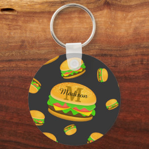 Cool en leuk yummy burgerpatroon Monogram Sleutelhanger