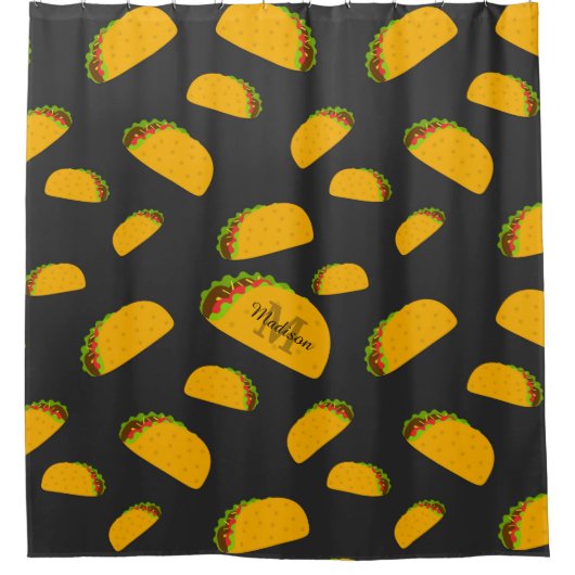 Cool- en leuke jummie-taco-patroon Monogram Douchegordijn (Voorkant)