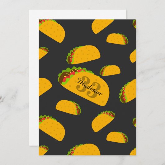 Cool- en leuke jummie-taco-patroon Monogram Uitnod Kaart (Voorkant / Achterkant)