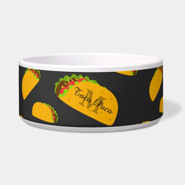 Cool- en leuke jummie-taco-patroon Monogram Voerbakje (Voorkant)