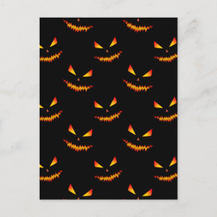 Cool eng gezicht van Jack O'Lantern Halloween patr Briefkaart