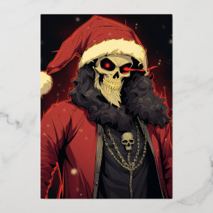 Cool enge anime cartoon Sinterklaas schedel zombie Folie Feestdagenkaart
