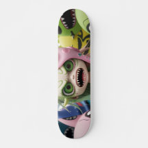 Cool enge buitenaardse monster kat meisjes skatebo