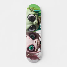 Cool enge buitenaardse monster kat meisjes skatebo