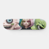 Cool enge buitenaardse monster kat meisjes skatebo skateboard (Horizontaal)