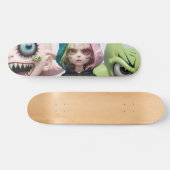 Cool enge buitenaardse monster kat meisjes skatebo skateboard (Horizontaal)