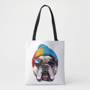 Cool Engels bulldog met een beanie Pet Draagtas