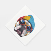 Cool Engels bulldog met een beanie Pet Servet (Hoek)