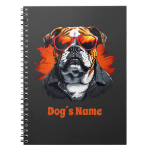 Cool Engels Bulldog met zonnebril Notitieboek