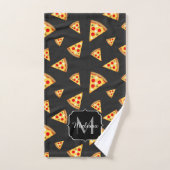 Cool et amusante pizza tranches motif Monogram (Serviette à main)