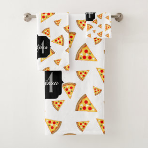 Cool et fun pizza tranches motif Monogram blanc