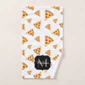 Cool et fun pizza tranches motif Monogram blanc (Serviette à main)