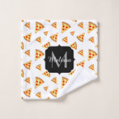Cool et fun pizza tranches motif Monogram blanc (Gant de toilette)