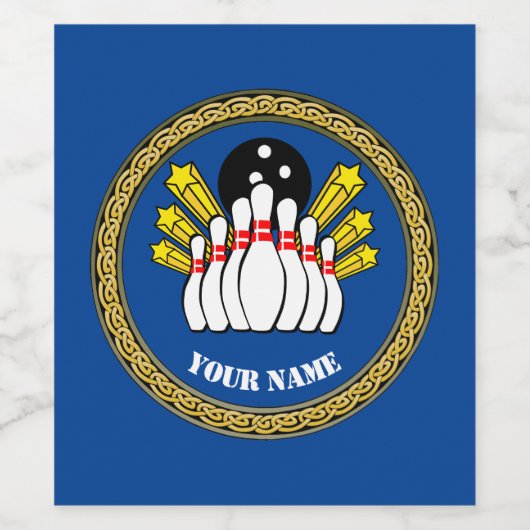 COOL ! Étiquette de bouteille de vin - Bowling - J (Étiquettes simples)