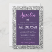 cool étoile bat mitzvah entre invitation argent vi (Devant)