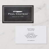 Cool Executive Chef Knife Bembleem Black Chalkboar Visitekaartje (Voorkant / Achterkant)