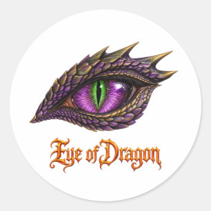 Cool Eye of Dragon Paarse Fantasie Drakenoogbal Ronde Sticker