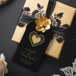 Cool Fake Gold Black Heart Lace Effect Love Thanks Cadeaulabel